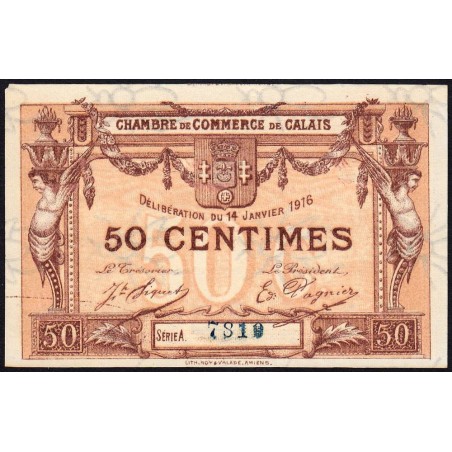 Calais - Pirot 36-28 - 50 centimes - Série A - 14/01/1916 (1917) - Etat : SPL