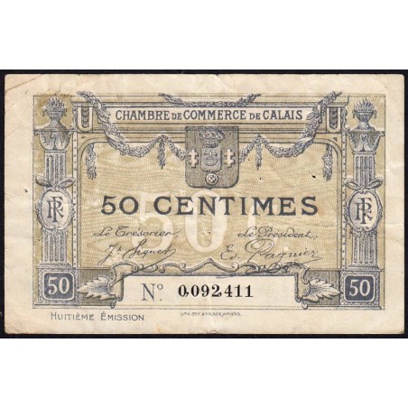 Calais - Pirot 36-42 - 50 centimes - 8e émission (1920) - Etat : TB
