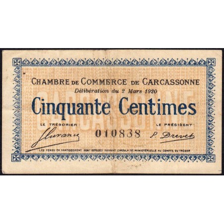 Carcassonne - Pirot 38-15 - 50 centimes - 1920 - Etat : TB+