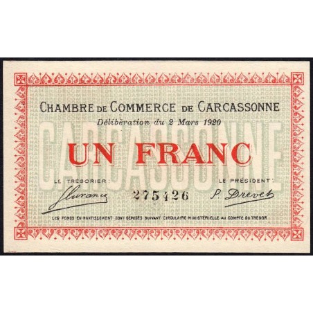 Carcassonne - Pirot 38-17 - 1 franc - 1920 - Etat : SPL