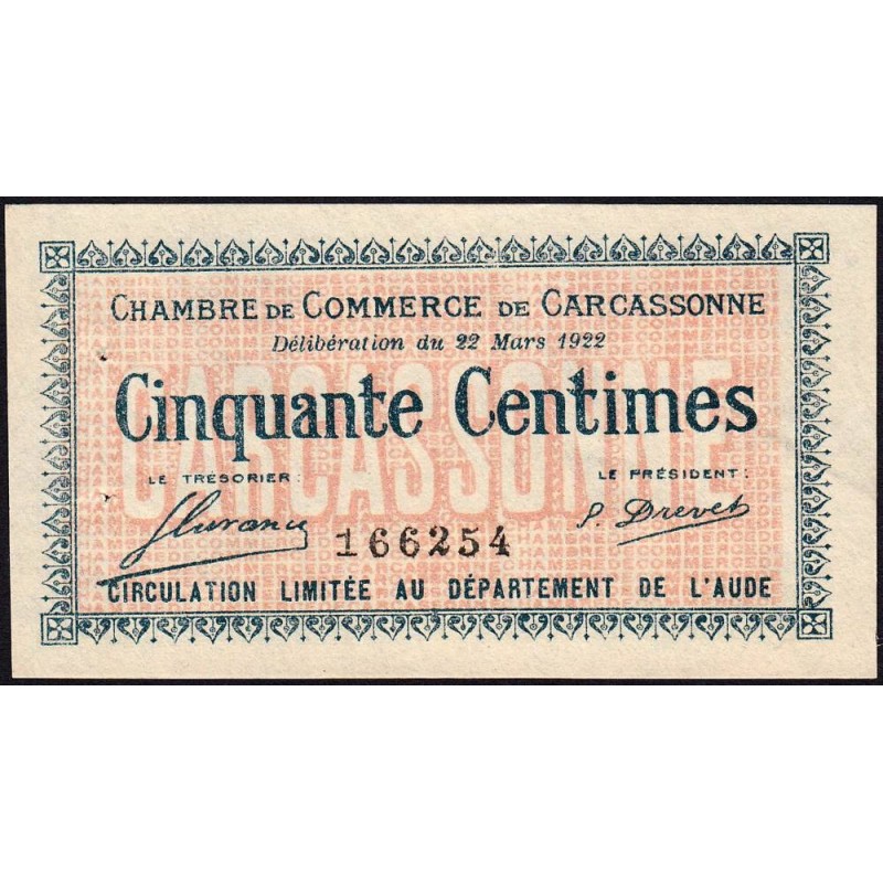 Carcassonne - Pirot 38-19 - 50 centimes - 1922 - Etat : SPL