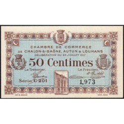 Chalon-sur-Saône, Autun, Louhans - Pirot 42-12 - 50 centimes - Série C 201 - 25/07/1917 - Etat : NEUF