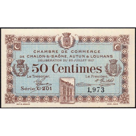 Chalon-sur-Saône, Autun, Louhans - Pirot 42-12 - 50 centimes - Série C 201 - 25/07/1917 - Etat : NEUF