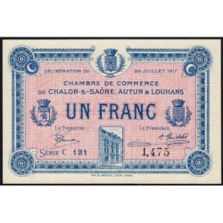 Chalon-sur-Saône, Autun, Louhans - Pirot 42-14 - 1 franc - Série C 131 - 25/07/1917 - Etat : NEUF
