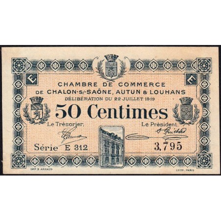 Chalon-sur-Saône, Autun, Louhans - Pirot 42-20 - 50 centimes - Série E 312 - 22/07/1919 - Etat : SUP