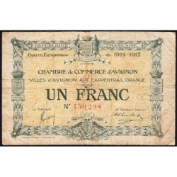Avignon - Pirot 18-17 - 1 franc - 11/08/1915 (1917) - Etat : B