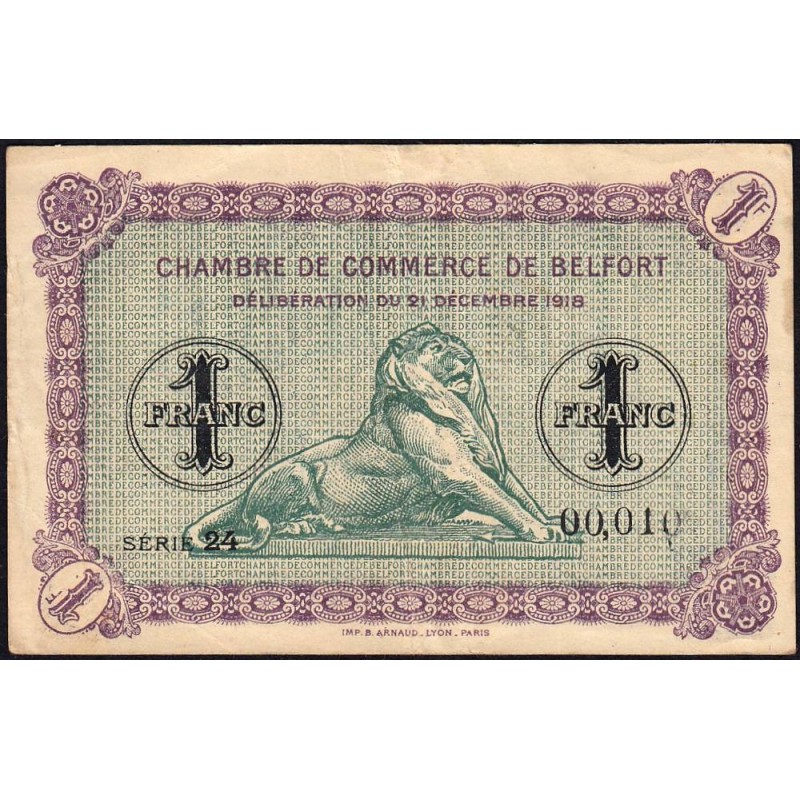 Belfort - Pirot 23-50 - 1 franc - Série 24 - 21/12/1918 - Etat : TB+