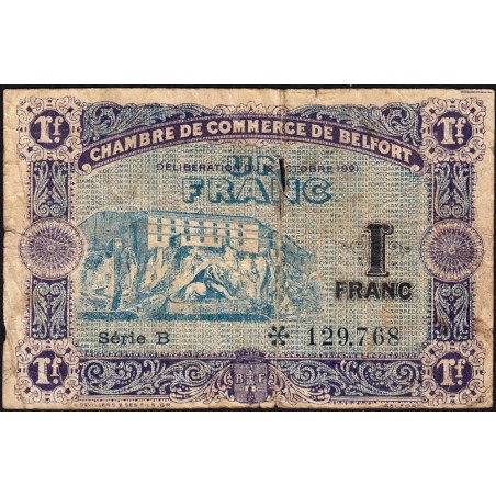 Belfort - Pirot 23-62 - 1 franc - Série B - 12/10/1921 - Etat : B-