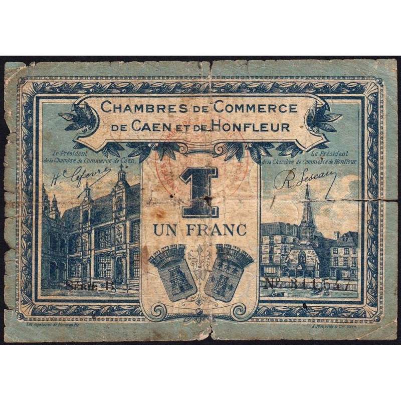 Caen & Honfleur - Pirot 34-18 - 1 franc - Série B - 1920 - Etat : B-