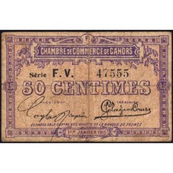 Cahors (Lot) - Pirot 35-16 - 50 centimes - Série F.V. - 01/01/1915 - Etat : B