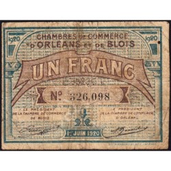 Orléans et Blois - Pirot 96-3 - 1 franc - 01/06/1920 - Etat : B