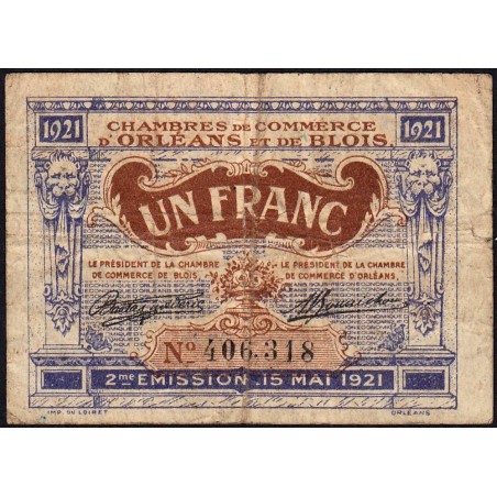 Orléans et Blois - Pirot 96-7 - 1 franc - 15/05/1921 - 2me émission - Etat : B