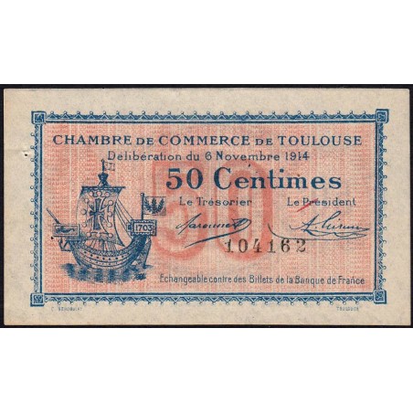 Toulouse - Pirot 122-1 - 50 centimes - Sans série - 06/11/1914 - Etat : SPL