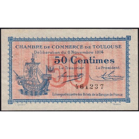 Toulouse - Pirot 122-1 - 50 centimes - Sans série - 06/11/1914 - Etat : SPL