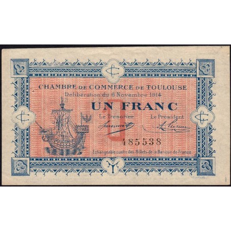 Toulouse - Pirot 122-6 - 1 franc - Sans série - 06/11/1914 - Etat : SUP+