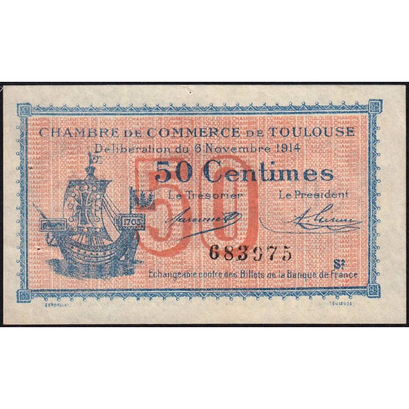 Toulouse - Pirot 122-8 - 50 centimes - Série 2 - 06/11/1914 - Etat : SUP+