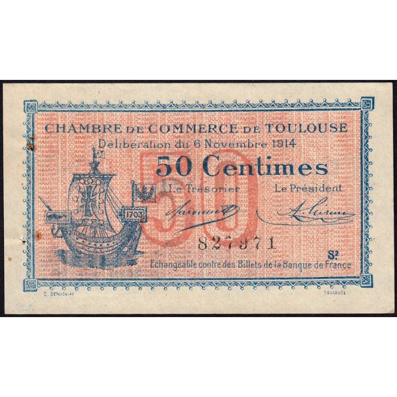 Toulouse - Pirot 122-8 - 50 centimes - Série 2 - 06/11/1914 - Etat : SUP