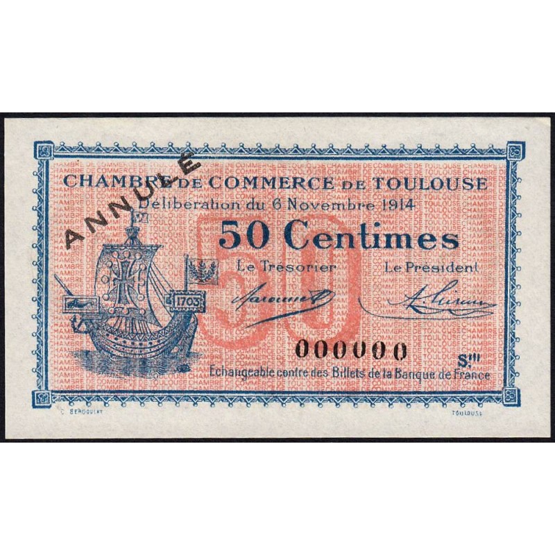 Toulouse - Pirot 122-11 - 50 centimes - Série III - 06/11/1914 - Annulé - Etat : pr.NEUF
