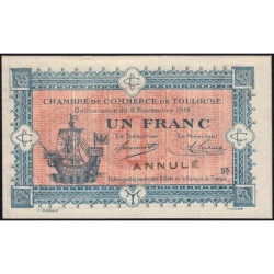 Toulouse - Pirot 122-19 variété - 1 franc - Série 5 - 06/11/1914 - Annulé - Etat : SPL