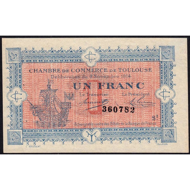 Toulouse - Pirot 122-14 - 1 franc - Série 2 - 06/11/1914 - Etat : SUP
