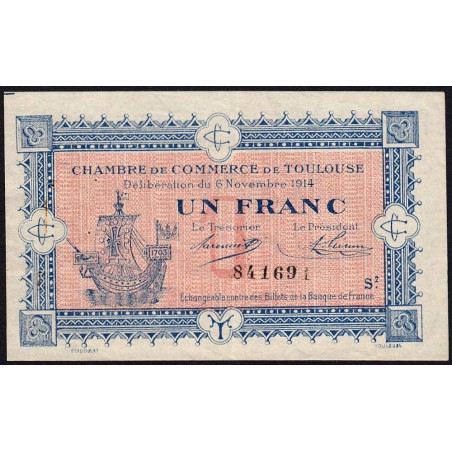 Toulouse - Pirot 122-14 variété - 1 franc - Série 2 - 06/11/1914 - Etat : TTB+