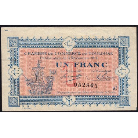 Toulouse - Pirot 122-14 variété - 1 franc - Série 2 - 06/11/1914 - Etat : TTB+