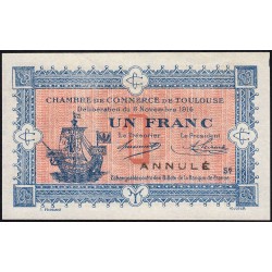 Toulouse - Pirot 122-21 variété - 1 franc - Série 6 - 06/11/1914 - Annulé - Etat : SPL+