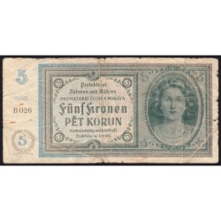 Bohême-Moravie - Pick 4a_1 - 5 korun - 1940 - Série B026 - Etat : B+