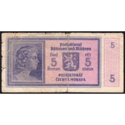 Bohême-Moravie - Pick 4a_1 - 5 korun - 1940 - Série B026 - Etat : B+