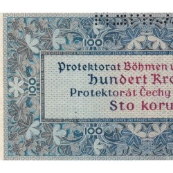 Bohême-Moravie - Pick 6s - 100 korun - 20/08/1940 - Série 18B - Spécimen - Etat : SUP+