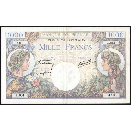 F 39-02 - 28/11/1940 - 1000 francs - Commerce - Série A.851 - Etat : TTB