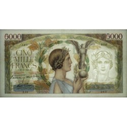 F 45-01 - 13/10/1938 - 5000 francs - Victoire modifié 1 - Série Z.54 - Etat : TTB+