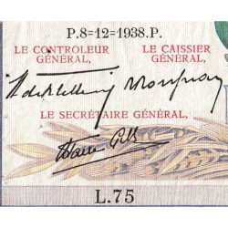 F 46-01 - 08/12/1938 - 5000 francs - Victoire modifié 2 - Série L.75 - Etat : TB