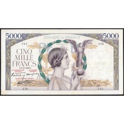 F 46-01 - 08/12/1938 - 5000 francs - Victoire modifié 2 - Série A.78 - Etat : TTB