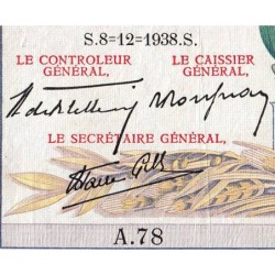 F 46-01 - 08/12/1938 - 5000 francs - Victoire modifié 2 - Série A.78 - Etat : TTB