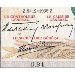 F 46-01 - 08/12/1938 - 5000 francs - Victoire modifié 2 - Série G.84 - Etat : TB