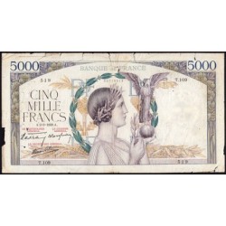 F 46-03 - 02/03/1939 - 5000 francs - Victoire modifié 2 - Série T.109 - Etat : B-