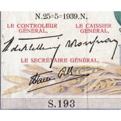 F 46-06 - 25/05/1939 - 5000 francs - Victoire modifié 2 - Série S.193 - Etat : TB