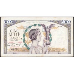 F 46-07 - 08/06/1939 - 5000 francs - Victoire modifié 2 - Série R.224 - Etat : TB+