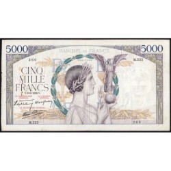 F 46-07 - 08/06/1939 - 5000 francs - Victoire modifié 2 - Série M.225 - Etat : TTB-