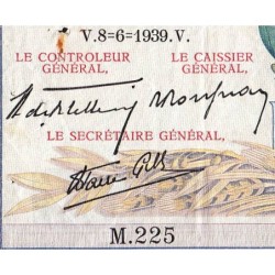 F 46-07 - 08/06/1939 - 5000 francs - Victoire modifié 2 - Série M.225 - Etat : TTB-