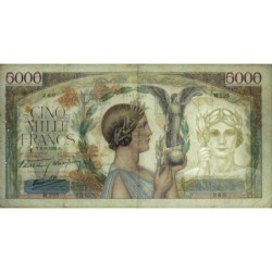 F 46-07 - 08/06/1939 - 5000 francs - Victoire modifié 2 - Série M.225 - Etat : TTB-