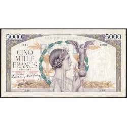 F 46-08 - 20/07/1939 - 5000 francs - Victoire modifié 2 - Série D.230 - Etat : TB+