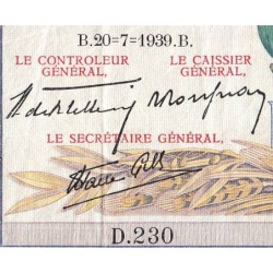 F 46-08 - 20/07/1939 - 5000 francs - Victoire modifié 2 - Série D.230 - Etat : TB+