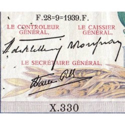 F 46-12 - 28/09/1939 - 5000 francs - Victoire modifié 2 - Série X.330 - Etat : TTB+
