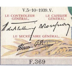 F 46-13 - 05/10/1939 - 5000 francs - Victoire modifié 2 - Série F.369 - Etat : TB+