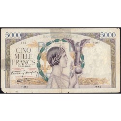 F 46-14 - 12/10/1939 - 5000 francs - Victoire modifié 2 - Série T.387 - Etat : B-