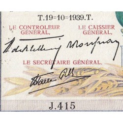 F 46-15 - 19/10/1939 - 5000 francs - Victoire modifié 2 - Série J.415 - Etat : SUP