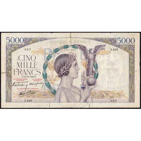 F 46-16 - 12/12/1940 - 5000 francs - Victoire modifié 2 - Série Z.439 - Etat : B-