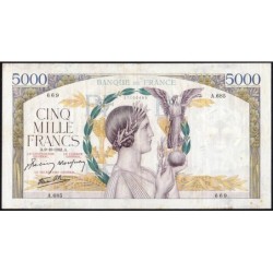 F 46-27 - 09/10/1941 - 5000 francs - Victoire modifié 2 - Série A.685 - Etat : TB+